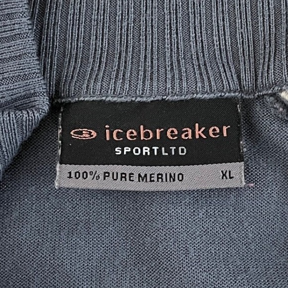 Icebreaker Sport Mens 100%‎ Merino Wool 1/4 Zip Pullover Sweater XL Gray Stripes - Picture 3 of 11